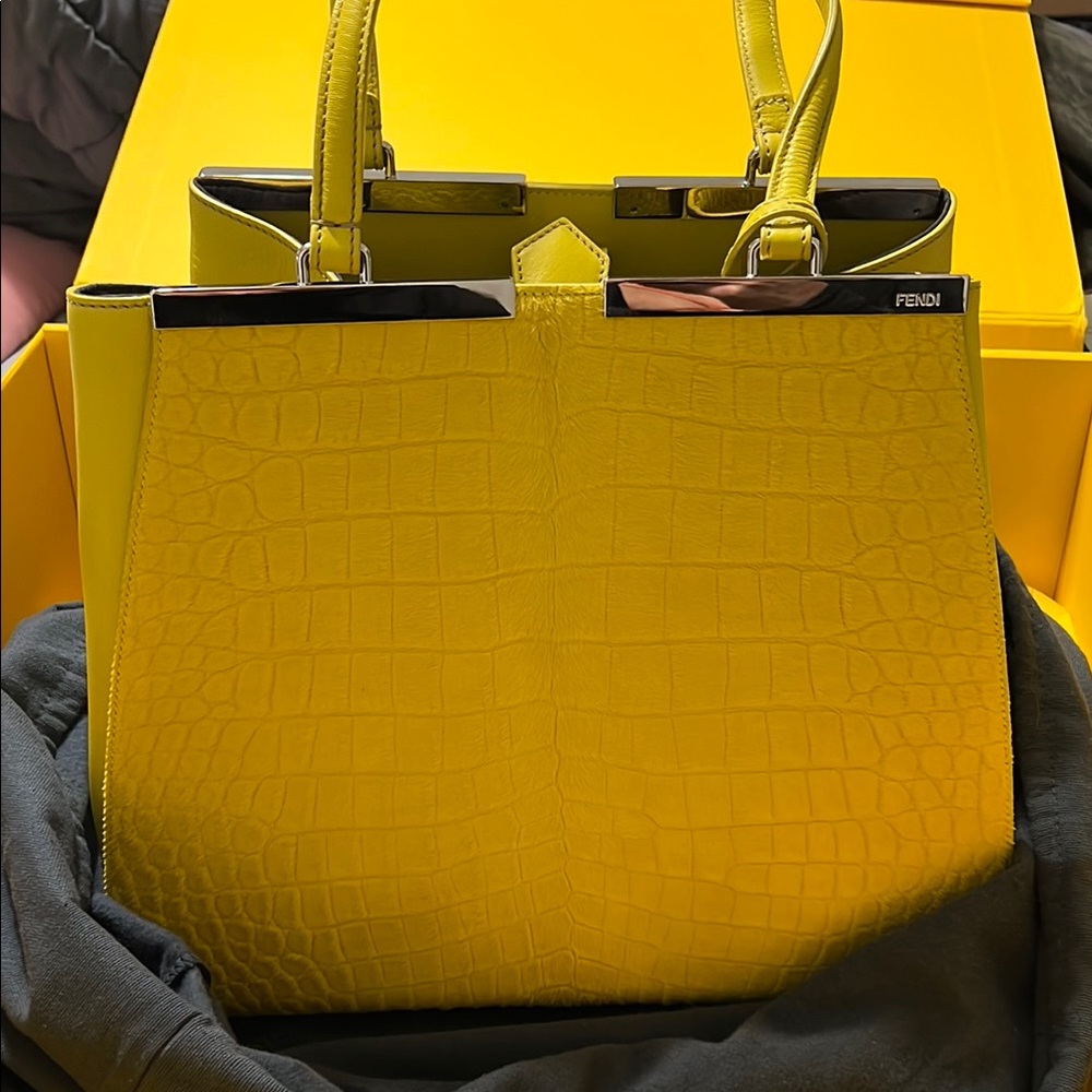 Never Carried!!! Fendi Yellow Crocodile-Embossed Women's Bag